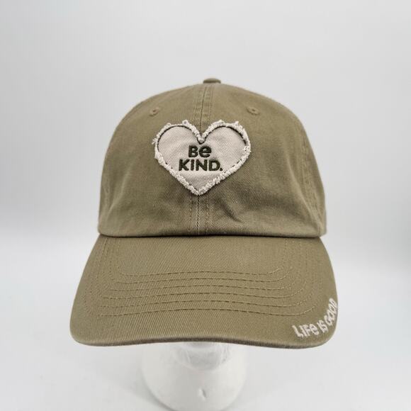 Life Is Good Other - Life Is Good Be Kind A Tattered Heart Baseball Hat Cap Khaki Fatigue Green